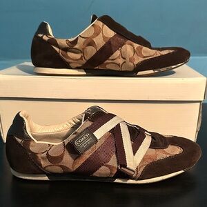 Coach monogram, Patterned Sneakers Size 8M Velcro latches